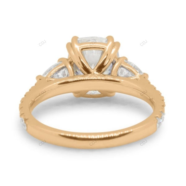 Elongated Cushion Cut Three Stone Engagement Gold Ring