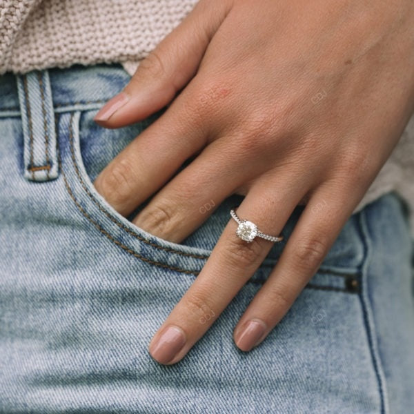 Double Prong Yellow Gold Lab Grown Diamond Ring