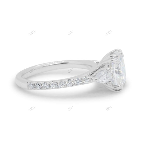 Elongated Cushion Cut Three Stone Engagement Gold Ring