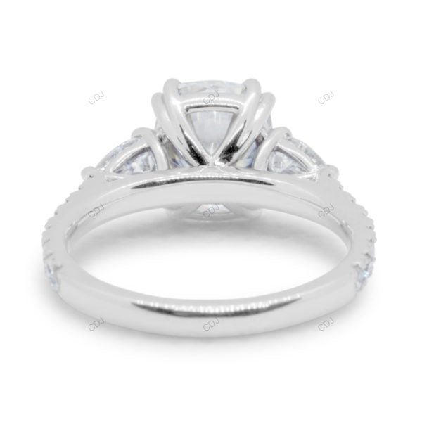 Elongated Cushion Cut Three Stone Engagement Gold Ring