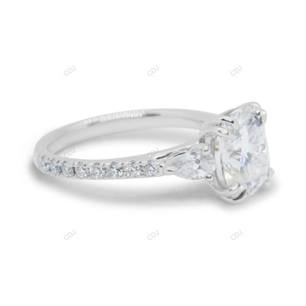 Elongated Cushion Cut Three Stone Engagement Gold Ring