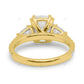 Elongated Cushion Cut Three Stone Engagement Gold Ring
