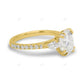 Elongated Cushion Cut Three Stone Engagement Gold Ring