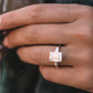 Emerald Cut Lab Diamond Three Stone Yellow Gold Ring