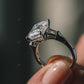 Emerald Cut Lab Diamond Three Stone Yellow Gold Ring