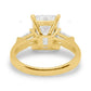 Emerald Cut Lab Diamond Three Stone Yellow Gold Ring