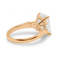 Emerald Cut Lab Diamond Three Stone Yellow Gold Ring