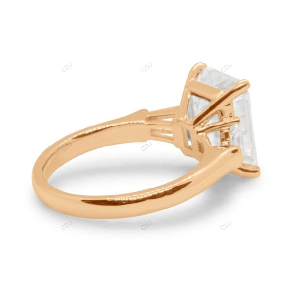 Emerald Cut Lab Diamond Three Stone Yellow Gold Ring