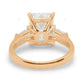 Emerald Cut Lab Diamond Three Stone Yellow Gold Ring