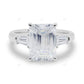 Emerald Cut Lab Diamond Three Stone Yellow Gold Ring