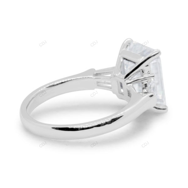 Emerald Cut Lab Diamond Three Stone Yellow Gold Ring