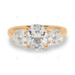 Three Stone Bubble Prong Lab Grown Diamond Gold Ring