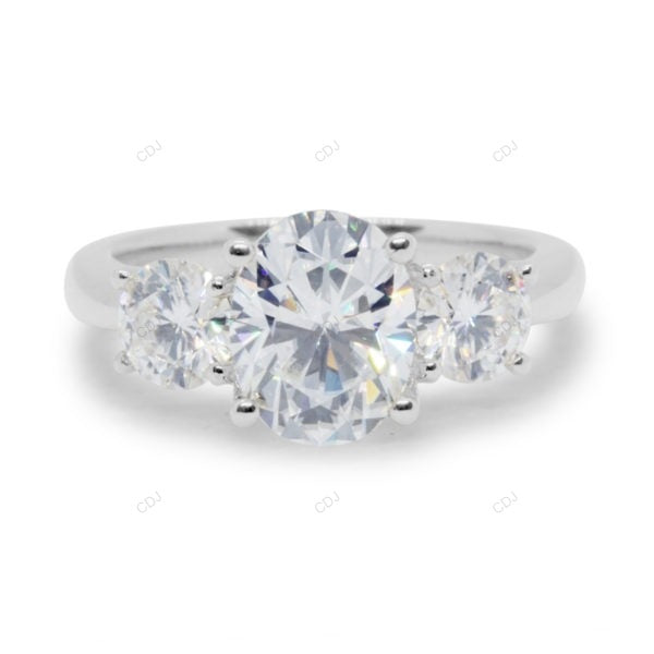 Three Stone Bubble Prong Lab Grown Diamond Gold Ring