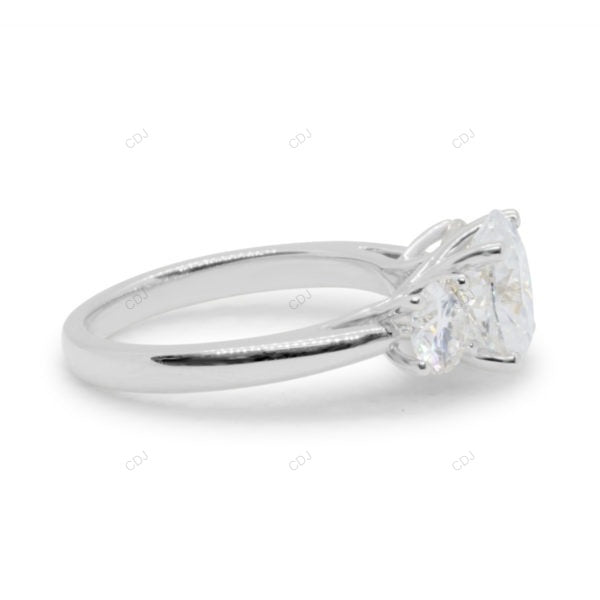 Three Stone Bubble Prong Lab Grown Diamond Gold Ring