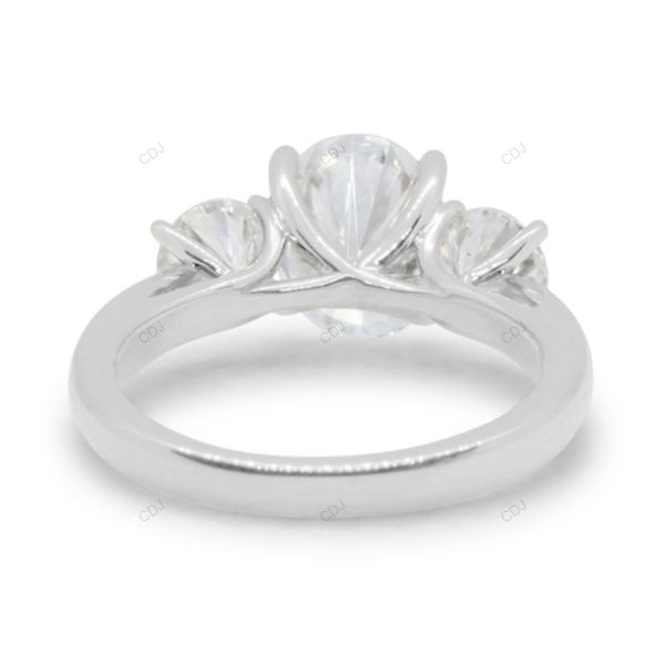 Three Stone Bubble Prong Lab Grown Diamond Gold Ring