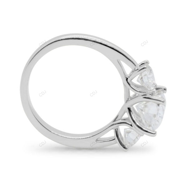 Three Stone Bubble Prong Lab Grown Diamond Gold Ring