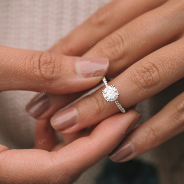 Double Prong Yellow Gold Lab Grown Diamond Ring