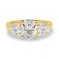 Three Stone Bubble Prong Lab Grown Diamond Gold Ring