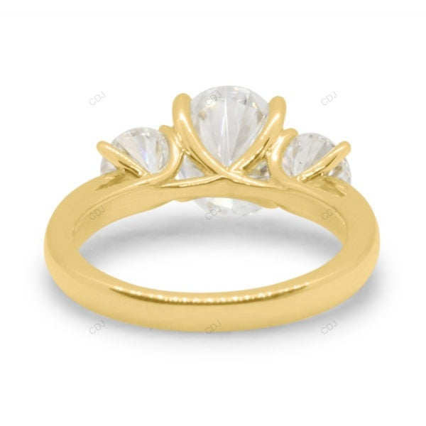 Three Stone Bubble Prong Lab Grown Diamond Gold Ring