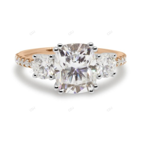 Two Tone Custer Lab Grown Diamond Engagement Gold Ring
