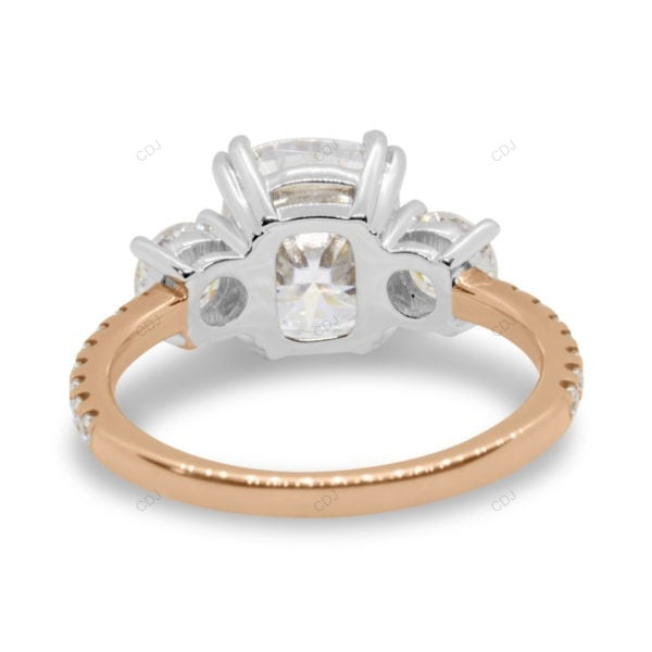 Two Tone Custer Lab Grown Diamond Engagement Gold Ring