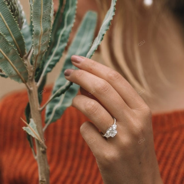 Two Tone Custer Lab Grown Diamond Engagement Gold Ring