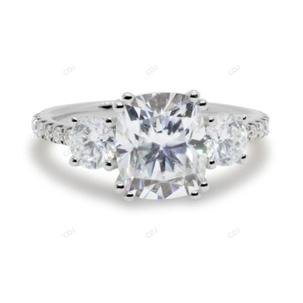 Two Tone Custer Lab Grown Diamond Engagement Gold Ring