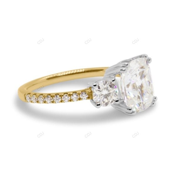 Two Tone Custer Lab Grown Diamond Engagement Gold Ring