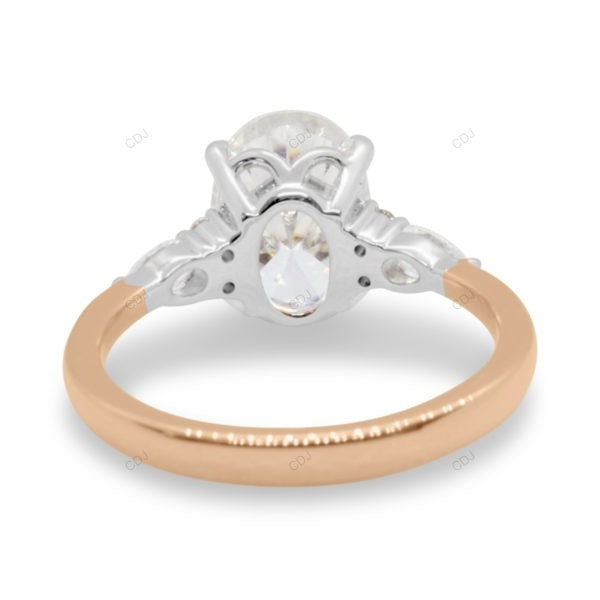 Two Tone Oval Cut Lab Grown Diamond Gold Ring