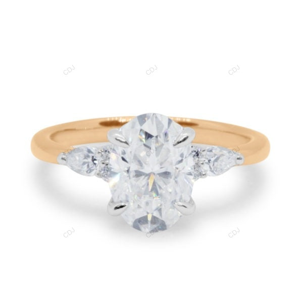 Two Tone Oval Cut Lab Grown Diamond Gold Ring