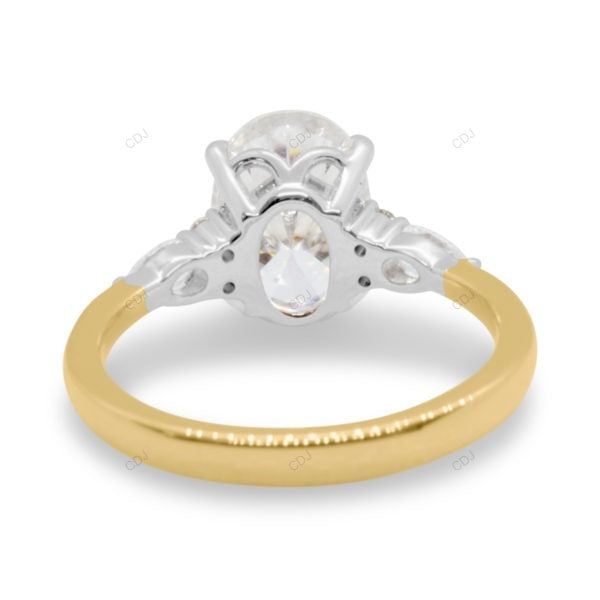 Two Tone Oval Cut Lab Grown Diamond Gold Ring