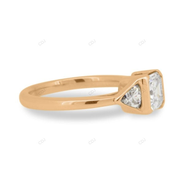 Asscher Cut Lab Grown Diamond Three Stone Engagement Ring