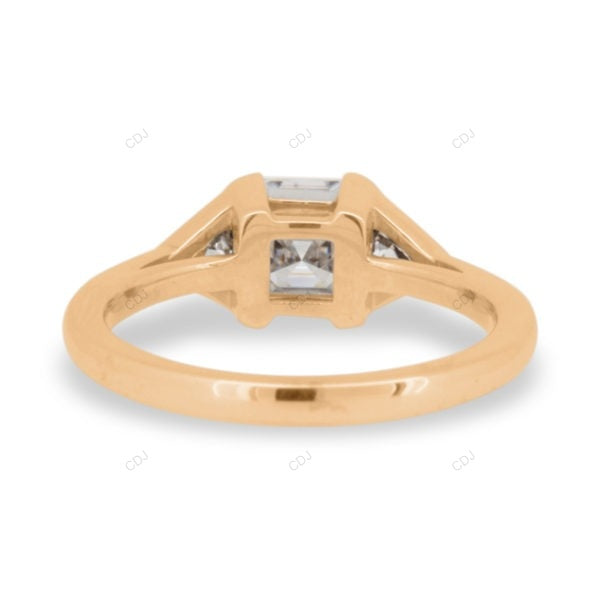 Asscher Cut Lab Grown Diamond Three Stone Engagement Ring