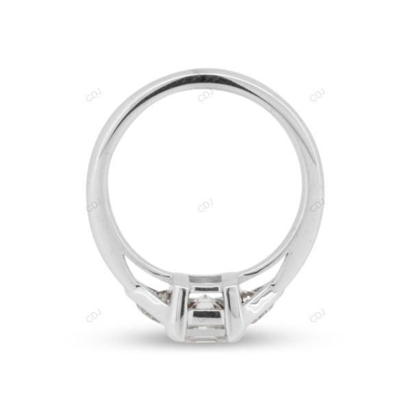 Asscher Cut Lab Grown Diamond Three Stone Engagement Ring
