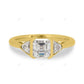Asscher Cut Lab Grown Diamond Three Stone Engagement Ring