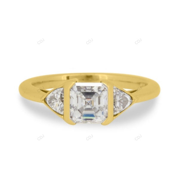 Asscher Cut Lab Grown Diamond Three Stone Engagement Ring