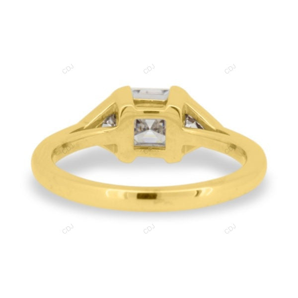 Asscher Cut Lab Grown Diamond Three Stone Engagement Ring