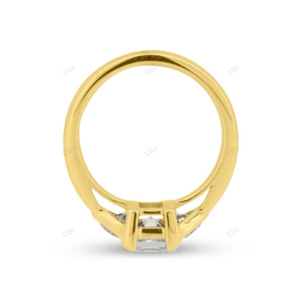 Asscher Cut Lab Grown Diamond Three Stone Engagement Ring