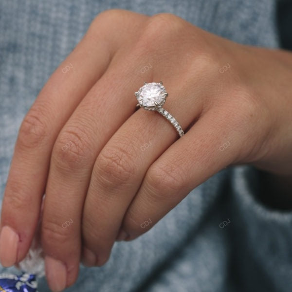 Six Prong Yellow Gold Lab Grown Diamond Cluster Ring