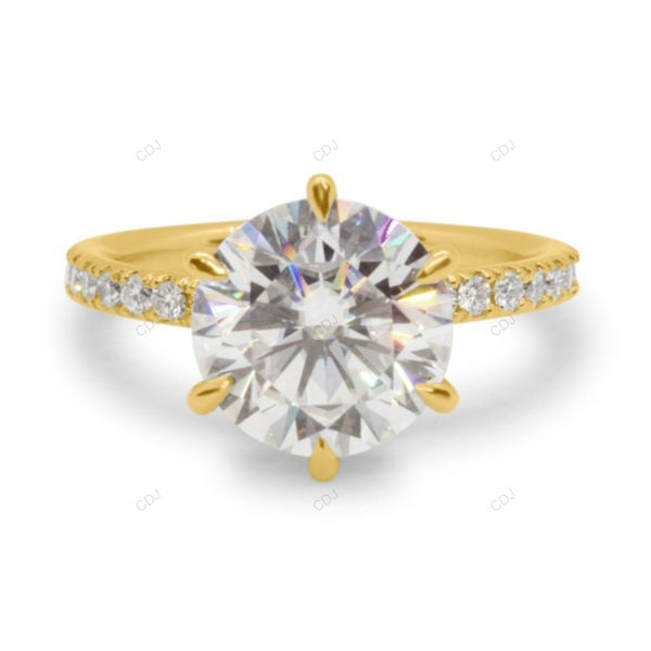 Six Prong Yellow Gold Lab Grown Diamond Cluster Ring