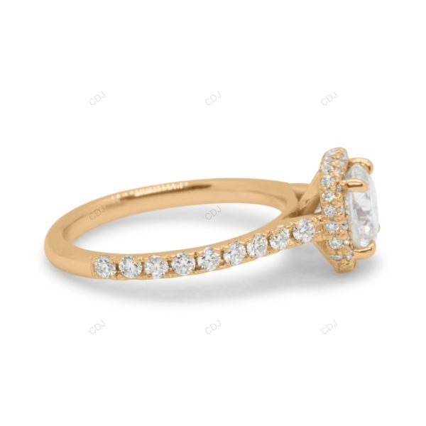 Lab Grown Cushion Diamond Halo Gold Engagement Ring