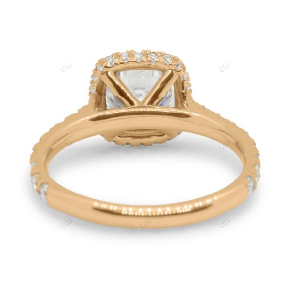Lab Grown Cushion Diamond Halo Gold Engagement Ring