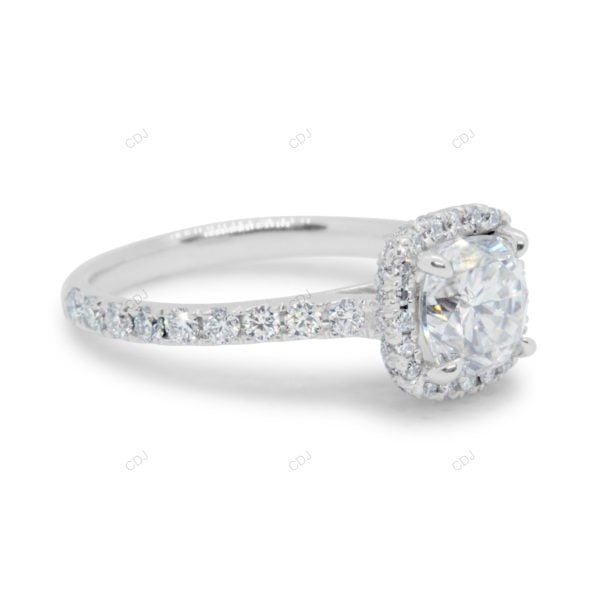 Lab Grown Cushion Diamond Halo Gold Engagement Ring