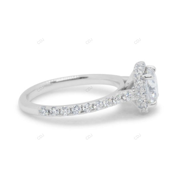 Lab Grown Cushion Diamond Halo Gold Engagement Ring