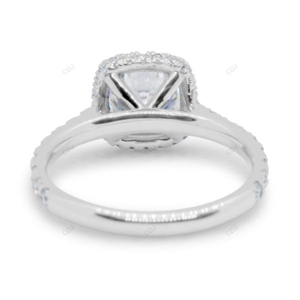 Lab Grown Cushion Diamond Halo Gold Engagement Ring