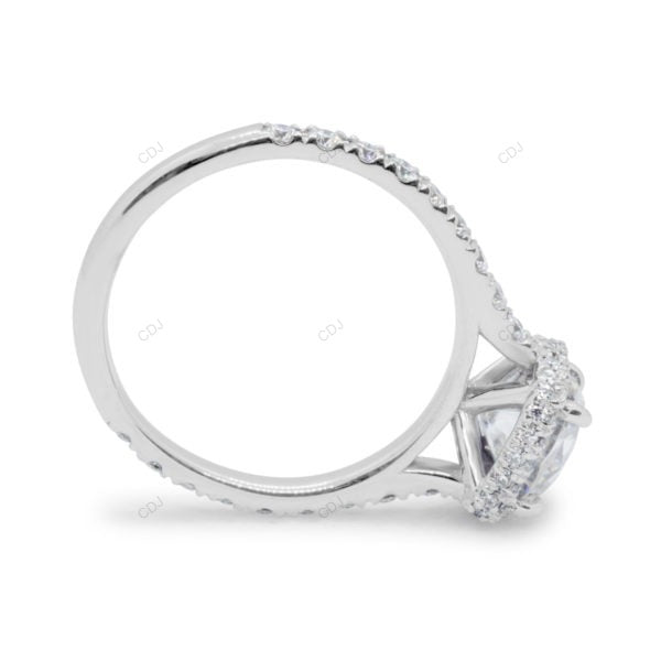 Lab Grown Cushion Diamond Halo Gold Engagement Ring