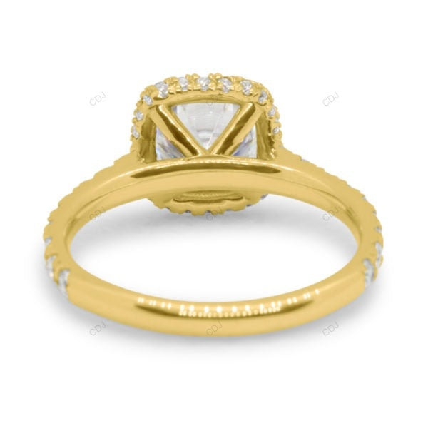Lab Grown Cushion Diamond Halo Gold Engagement Ring