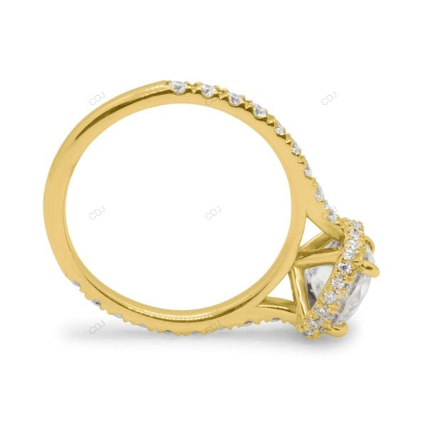 Lab Grown Cushion Diamond Halo Gold Engagement Ring