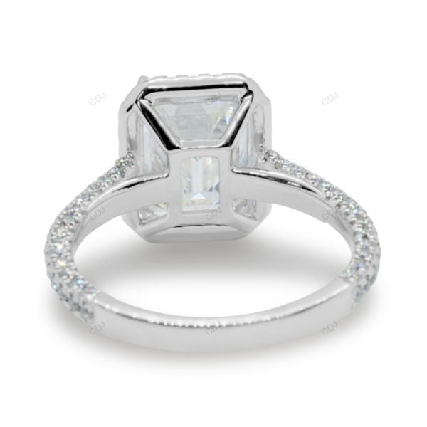Emerald Cut Halo Lab Grown Diamond Pave Gold Ring
