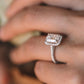 Emerald Cut Halo Lab Grown Diamond Pave Gold Ring